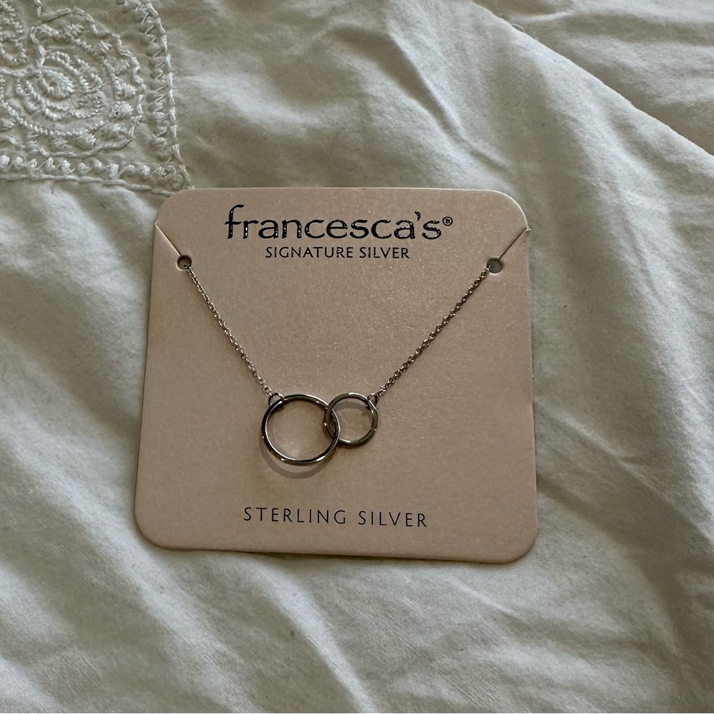 sterling silver two circles pendant necklace